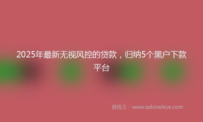 2025年最新无视风控的贷款，归纳5个黑户下款平台