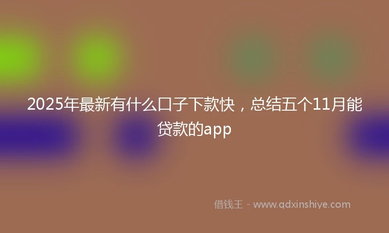 2025年最新有什么口子下款快，总结五个11月能贷款的app