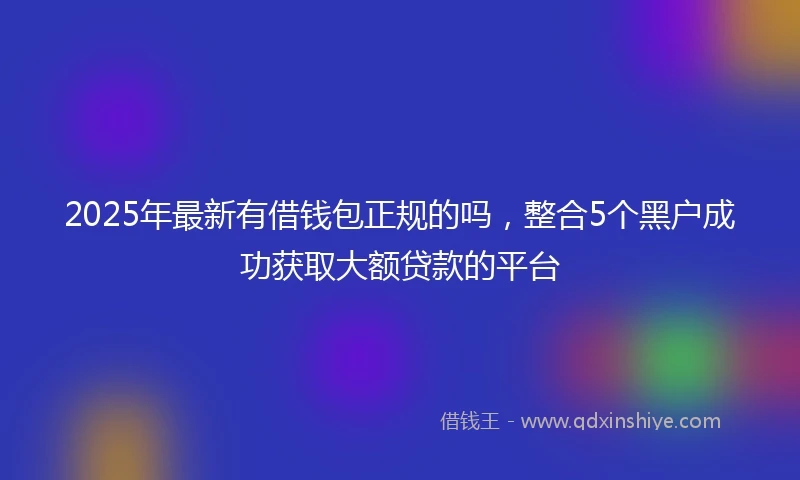 2025年最新有借钱包正规的吗，整合5个黑户成功获取大额贷款的平台