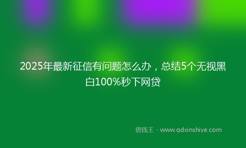 2025年最新征信有问题怎么办,总结5个无视黑白100%秒下网贷