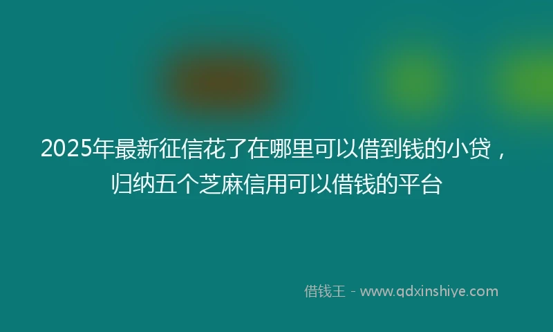 2025年最新征信花了在哪里可以借到钱的小贷，归纳五个芝麻信用可以借钱的平台
