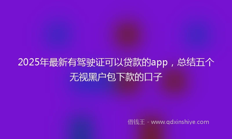 2025年最新有驾驶证可以贷款的app，总结五个无视黑户包下款的口子