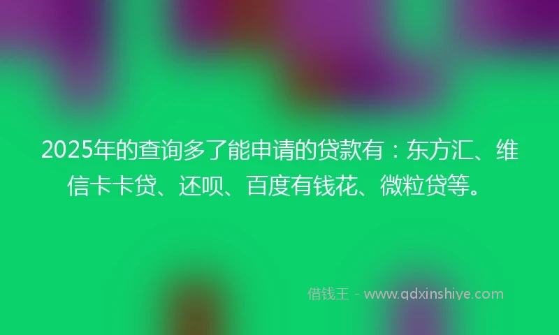 2025年的查询多了能申请的贷款有:东方汇、维信卡卡贷、还呗、百度有钱花、微粒贷等。