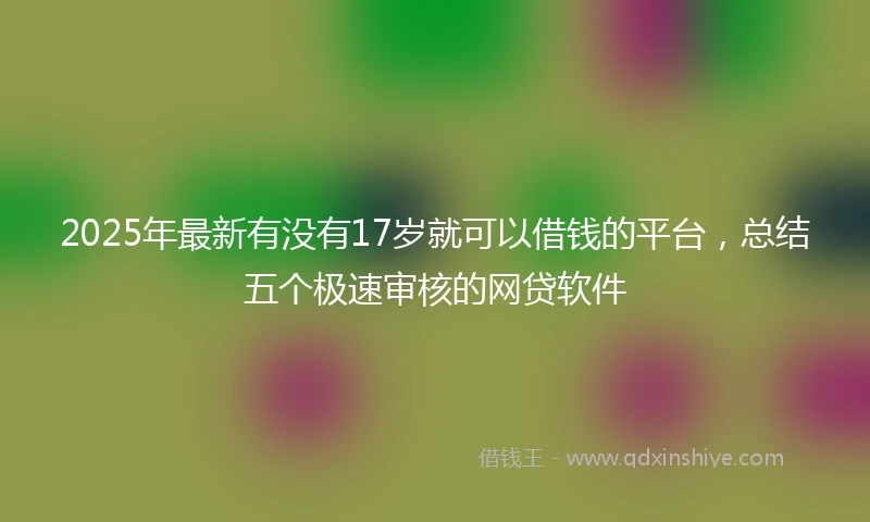 2025年最新有没有17岁就可以借钱的平台，总结五个极速审核的网贷软件