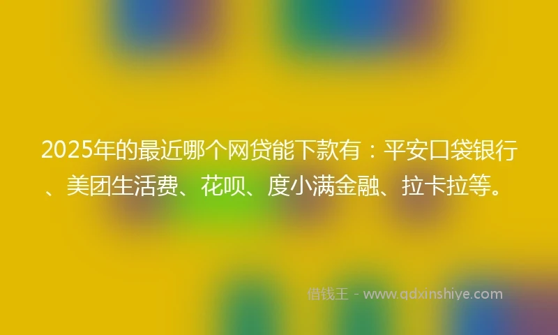 2025年的最近哪个网贷能下款有：平安口袋银行、美团生活费、花呗、度小满金融、拉卡拉等。