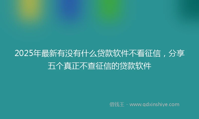2025年最新有没有什么贷款软件不看征信，分享五个真正不查征信的贷款软件
