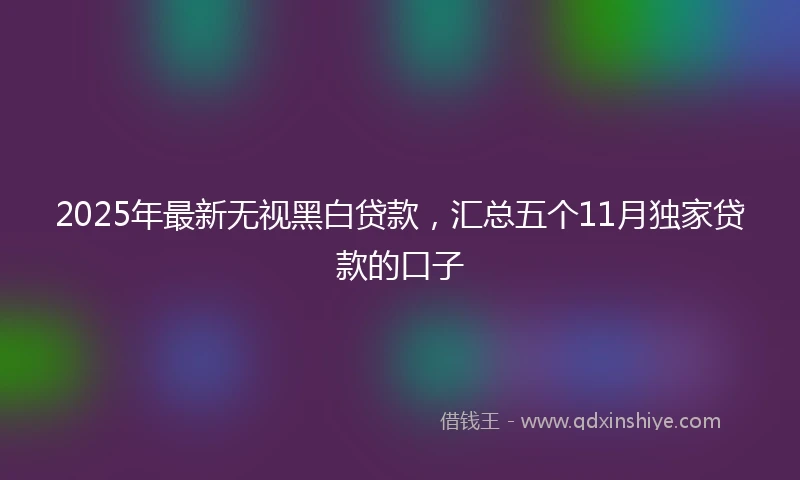 2025年最新无视黑白贷款，汇总五个11月独家贷款的口子
