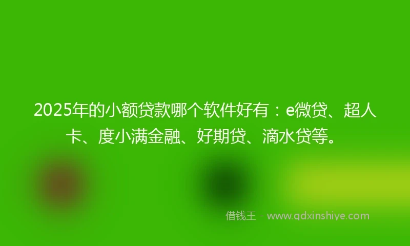 2025年的小额贷款哪个软件好有：e微贷、超人卡、度小满金融、好期贷、滴水贷等。