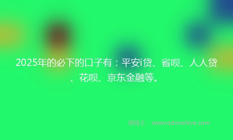 2025年的必下的口子有：平安i贷、省呗、人人贷、花呗、京东金融等。