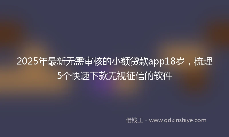 2025年最新无需审核的小额贷款app18岁，梳理5个快速下款无视征信的软件