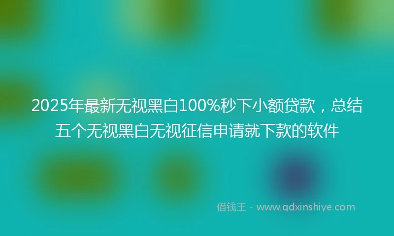 2025年最新无视黑白100%秒下小额贷款，总结五个无视黑白无视征信申请就下款的软件