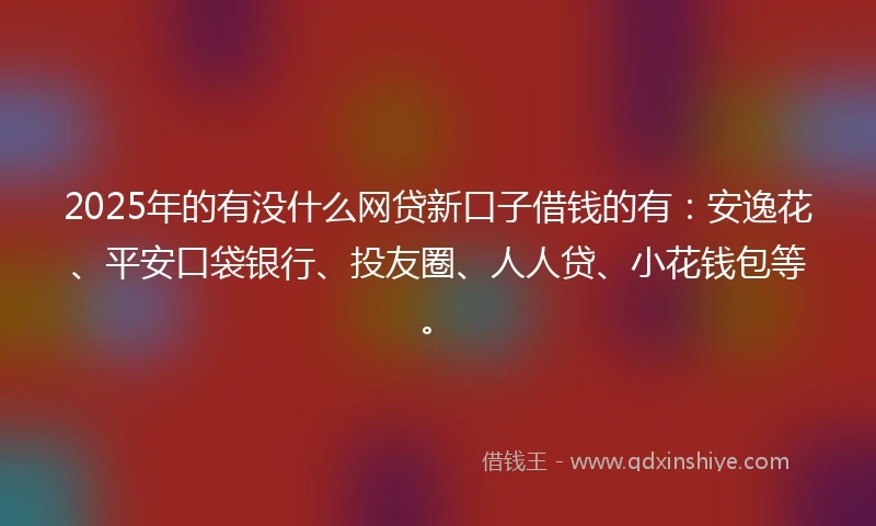 2025年的有没什么网贷新口子借钱的有：安逸花、平安口袋银行、投友圈、人人贷、小花钱包等。