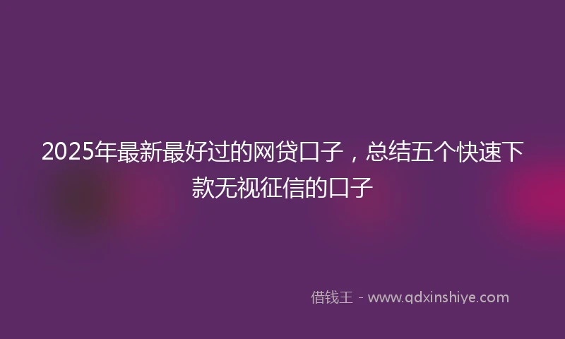 2025年最新最好过的网贷口子，总结五个快速下款无视征信的口子
