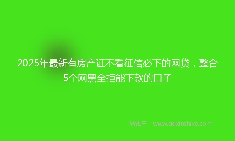 2025年最新有房产证不看征信必下的网贷，整合5个网黑全拒能下款的口子