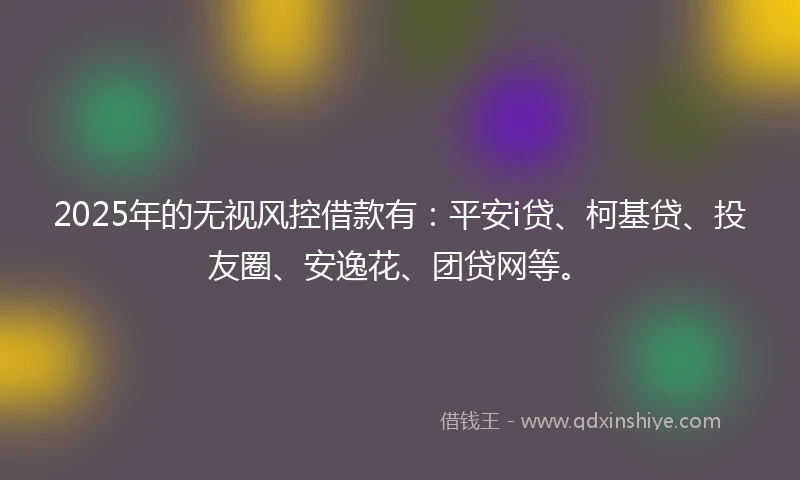 2025年的无视风控借款有：平安i贷、柯基贷、投友圈、安逸花、团贷网等。