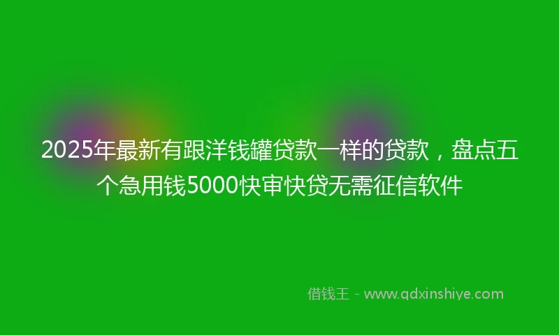 2025年最新有跟洋钱罐贷款一样的贷款，盘点五个急用钱5000快审快贷无需征信软件
