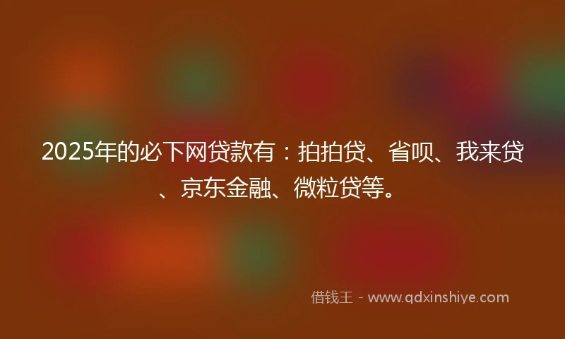 2025年的必下网贷款有：拍拍贷、省呗、我来贷、京东金融、微粒贷等。