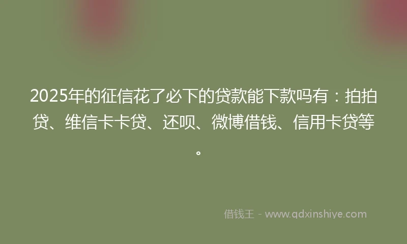 2025年的征信花了必下的贷款能下款吗有：拍拍贷、维信卡卡贷、还呗、微博借钱、信用卡贷等。