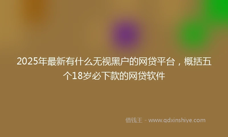 2025年最新有什么无视黑户的网贷平台，概括五个18岁必下款的网贷软件