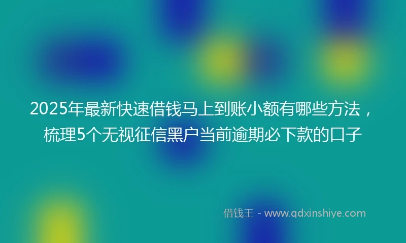2025年最新快速借钱马上到账小额有哪些方法，梳理5个无视征信黑户当前逾期必下款的口子