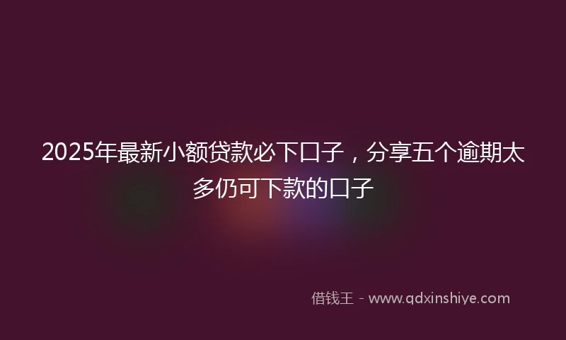 2025年最新小额贷款必下口子，分享五个逾期太多仍可下款的口子