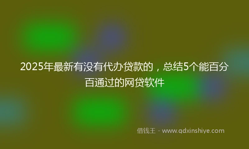2025年最新有没有代办贷款的，总结5个能百分百通过的网贷软件