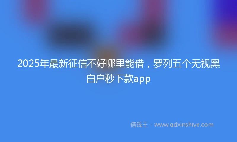 2025年最新征信不好哪里能借,罗列五个无视黑白户秒下款app