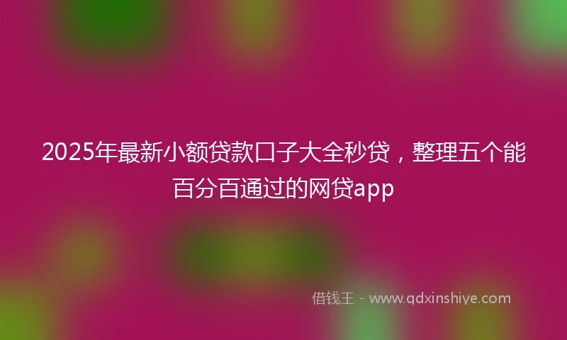 2025年最新小额贷款口子大全秒贷，整理五个能百分百通过的网贷app