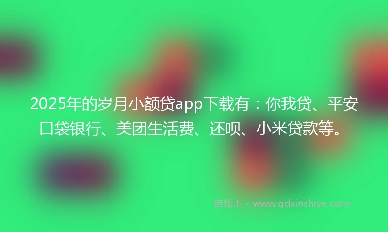 2025年的岁月小额贷app下载有：你我贷、平安口袋银行、美团生活费、还呗、小米贷款等。