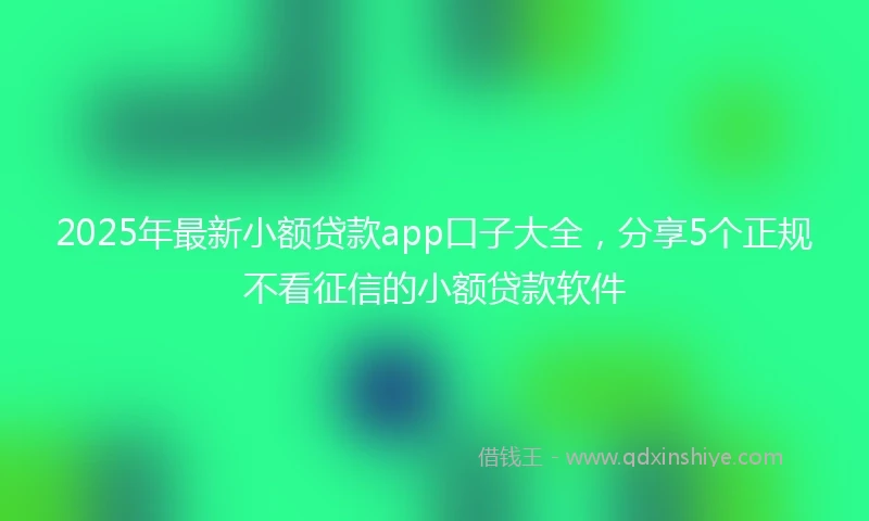 2025年最新小额贷款app口子大全，分享5个正规不看征信的小额贷款软件