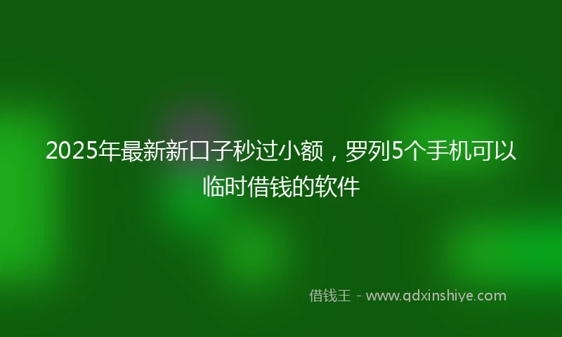 2025年最新新口子秒过小额，罗列5个手机可以临时借钱的软件
