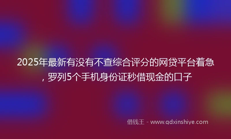 2025年最新有没有不查综合评分的网贷平台着急，罗列5个手机身份证秒借现金的口子