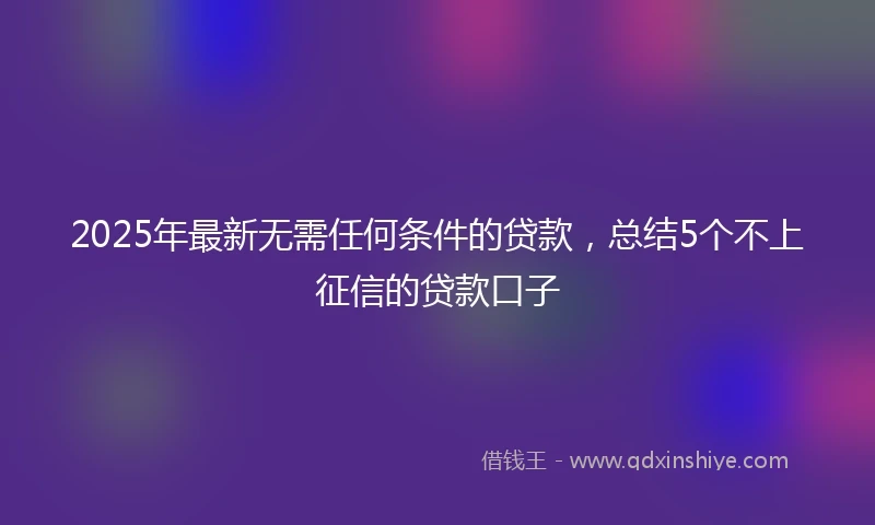 2025年最新无需任何条件的贷款，总结5个不上征信的贷款口子