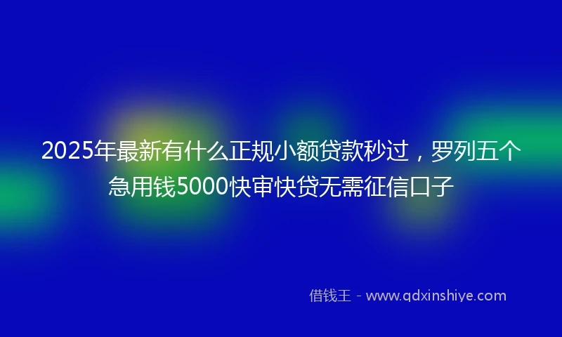 2025年最新有什么正规小额贷款秒过，罗列五个急用钱5000快审快贷无需征信口子