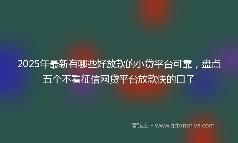 2025年最新有哪些好放款的小贷平台可靠，盘点五个不看征信网贷平台放款快的口子
