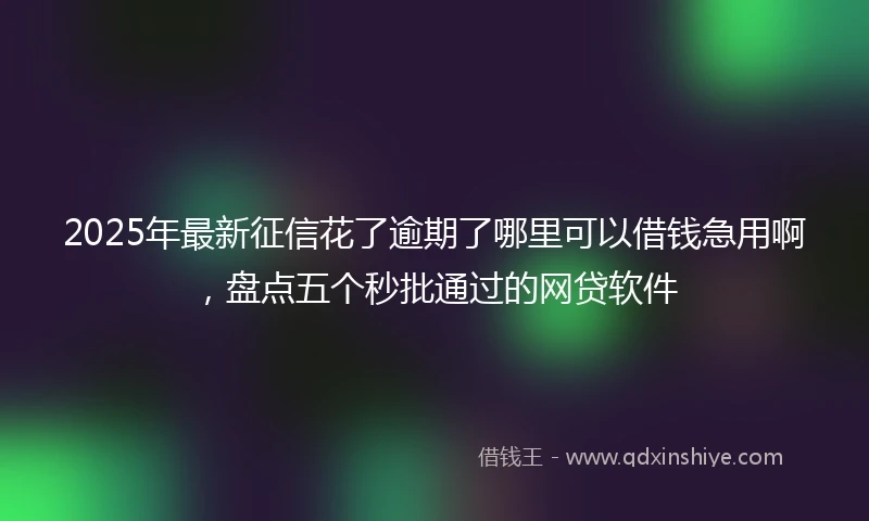 2025年最新征信花了逾期了哪里可以借钱急用啊，盘点五个秒批通过的网贷软件