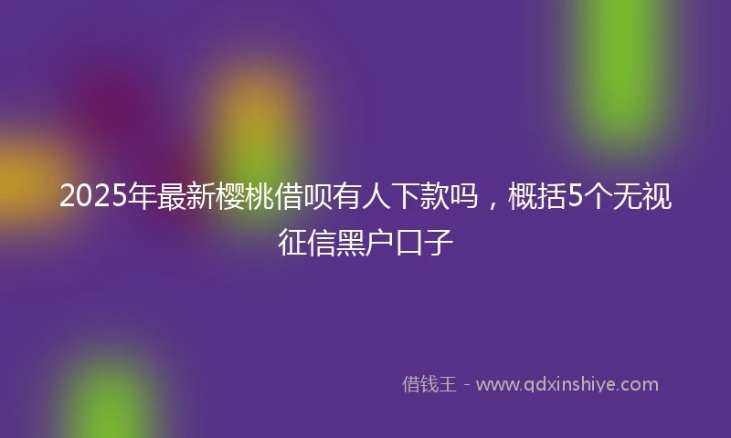 2025年最新樱桃借呗有人下款吗，概括5个无视征信黑户口子