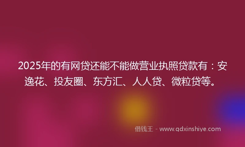 2025年的有网贷还能不能做营业执照贷款有：安逸花、投友圈、东方汇、人人贷、微粒贷等。