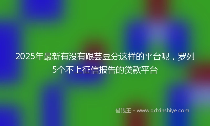 2025年最新有没有跟芸豆分这样的平台呢，罗列5个不上征信报告的贷款平台