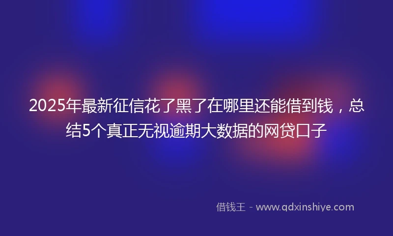 2025年最新征信花了黑了在哪里还能借到钱，总结5个真正无视逾期大数据的网贷口子