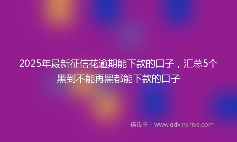 2025年最新征信花逾期能下款的口子，汇总5个黑到不能再黑都能下款的口子