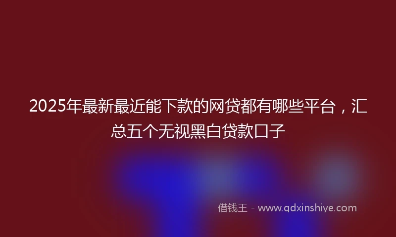2025年最新最近能下款的网贷都有哪些平台，汇总五个无视黑白贷款口子