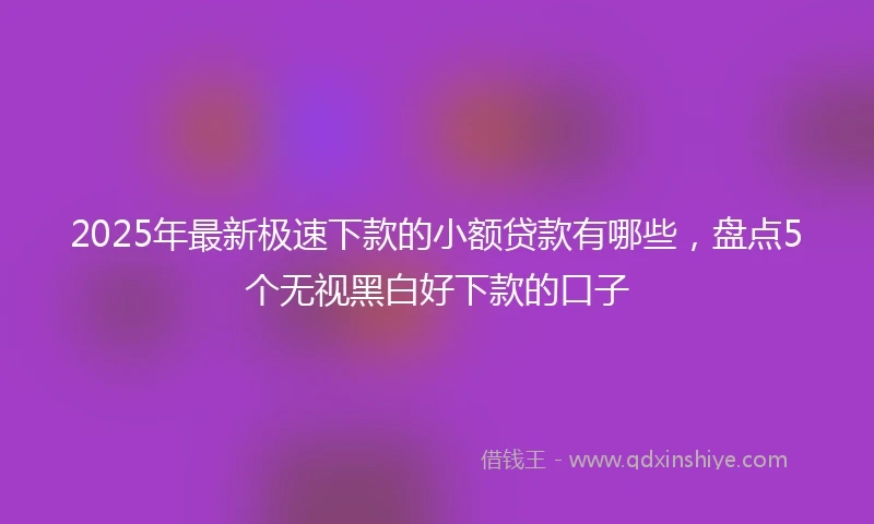 2025年最新极速下款的小额贷款有哪些，盘点5个无视黑白好下款的口子
