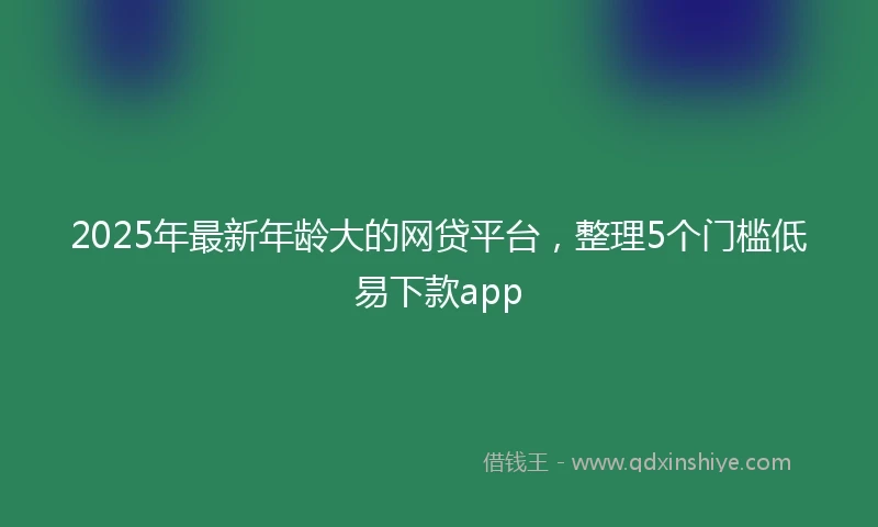 2025年最新年龄大的网贷平台，整理5个门槛低易下款app