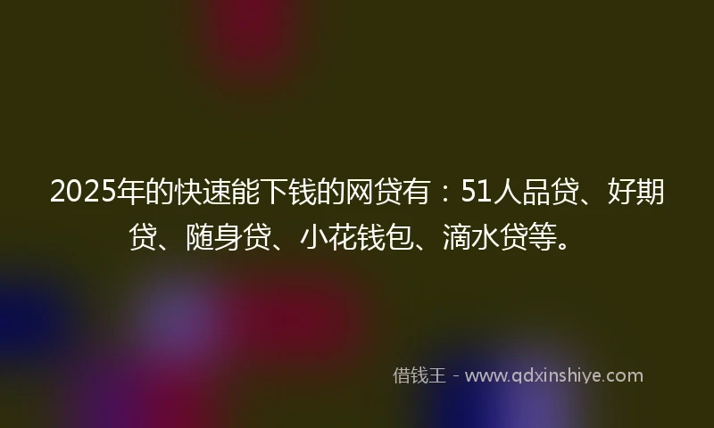 2025年的快速能下钱的网贷有：51人品贷、好期贷、随身贷、小花钱包、滴水贷等。