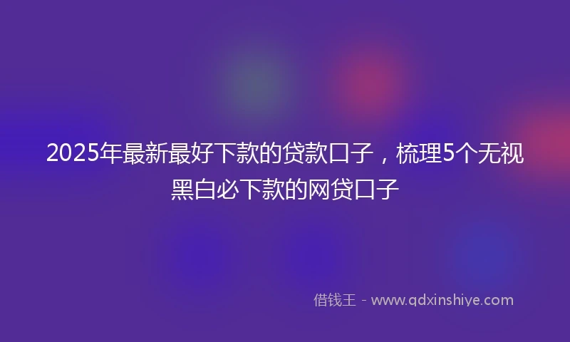 2025年最新最好下款的贷款口子，梳理5个无视黑白必下款的网贷口子