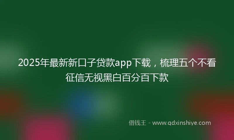 2025年最新新口子贷款app下载，梳理五个不看征信无视黑白百分百下款