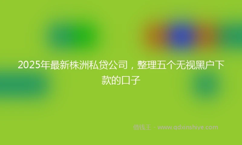 2025年最新株洲私贷公司，整理五个无视黑户下款的口子