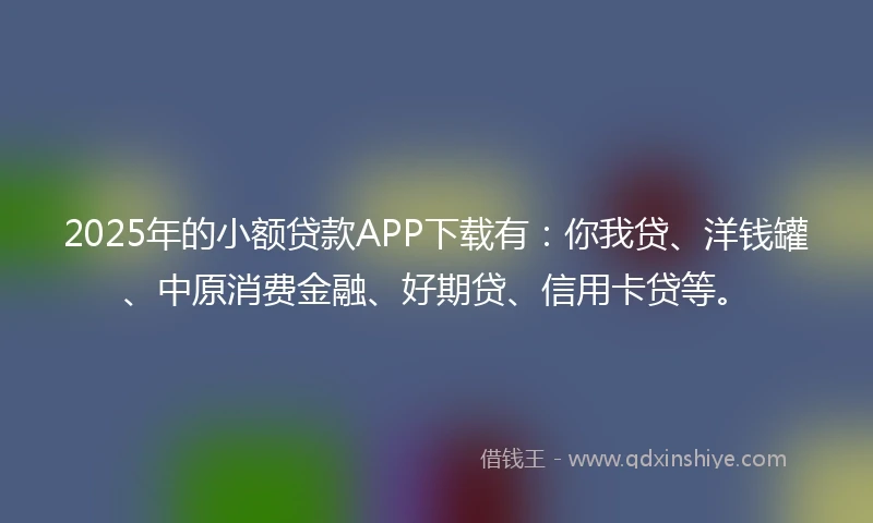 2025年的小额贷款APP下载有：你我贷、洋钱罐、中原消费金融、好期贷、信用卡贷等。