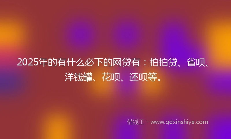 2025年的有什么必下的网贷有：拍拍贷、省呗、洋钱罐、花呗、还呗等。